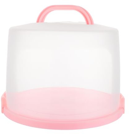 LOPYXBR Kuchen Transportbox Rund, Tortentransportbox mit Deckel, 10 Zoll Tortentransportbox Hoch, Kunststoff Kuchencontainer mit Schneiderillen, Rosa, 31x21,5cm