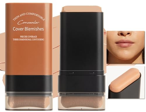 Palo de maquillaje multiusos con pincel, base de maquillaje natural de larga duración para cara, uso diario (04#, 20g)