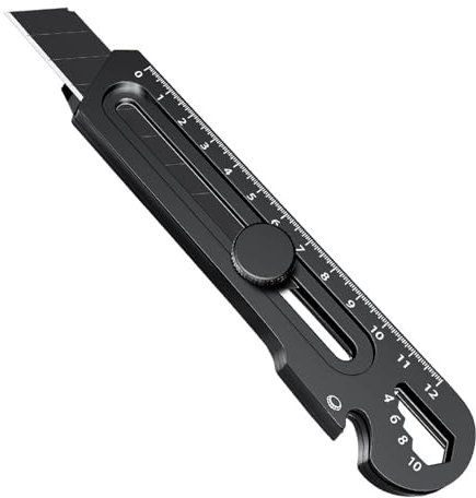Cutter Professionnel Retractable Kit, Couteau utilitaire Lourd à Usage Multiple 18MM, Acier Inox Couteau Utilitaire Polyvalent et Robuste, pour Maison, École, Bureau (Noir, 1 pcs)