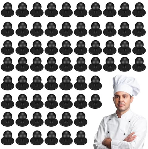 120 Stück Kugelknöpfe für Kochjacken, 18 x 16 mm Kochjackenknöpfe, Ø 11 mm Kopfdurchmesser Rundknöpfe für Kugelknopf Kochjacken Kochknöpfe Kugelknöpfe - Schwarz