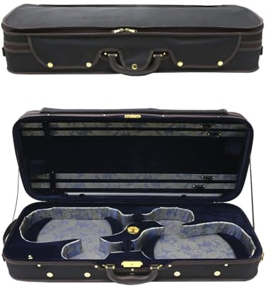yinfente Double Violin Case 4/4 Full Size Oblong Violin Bags & Cases Four Bow Holder Adjustable Backstrap Handle