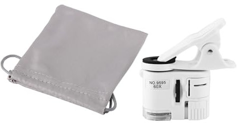 Telituny 60x Handy Mikroskop, Mini Handy-Clip-Lupe, Verstellbare Taschenmikroskop LED Handy Objektiv mit Clip UV Licht für biologische Schmuckmünzen Währung Briefmarken Antiquitäten
