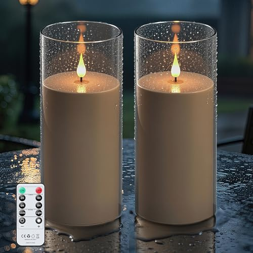 Forever Speed 2PCS Candele LED Esterni Impermeabili con Telecomando & Timer, 10cm x 22.5cm Acrilico Candele Senza Fiamma a Batteria Lumini LED Grandi Decorazione per Esterni - Grigio