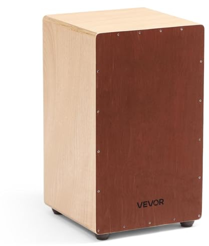 VEVOR Cajon avec Cordes de Caisse Claire Internes, Boite à Percussion Légère Bois Bouleau, Instrument de Musique Portable avec Pieds en Silicone, pour Débutants, Professionnels, 30,5 x 30,5 x 50,8 cm