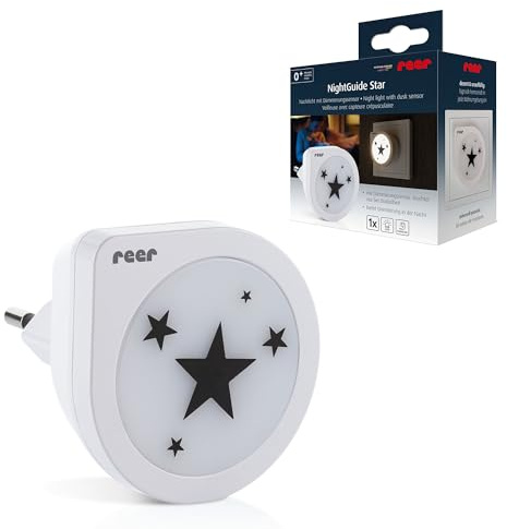 reer NightGuide Star | LED Nachtlicht mit Dämmerungssensor |warmweißes Licht, energiesparend | für Steckdosen | modernes Cozy-Design mit Stern-Motiv