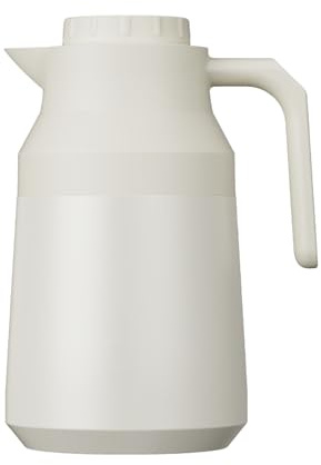 Thermoskanne Kaffeekanne Doppelwandige Edelstahl Vakuum Isolations, Heißer Und Kalter Tee/Kaffee, Isolierkanne Mit Einfachem Sicherheitsdruckknopf, Rutschfestem Boden (Weiß,2L)