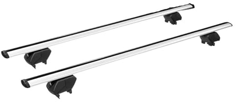 portaequipajes premontado Portaequipajes Universal 53 pulgadas barras cruzadas techo soporte barra transversal plateada carga 150KG coche/camión/SUV de 4 puertas Baca Portaequipajes