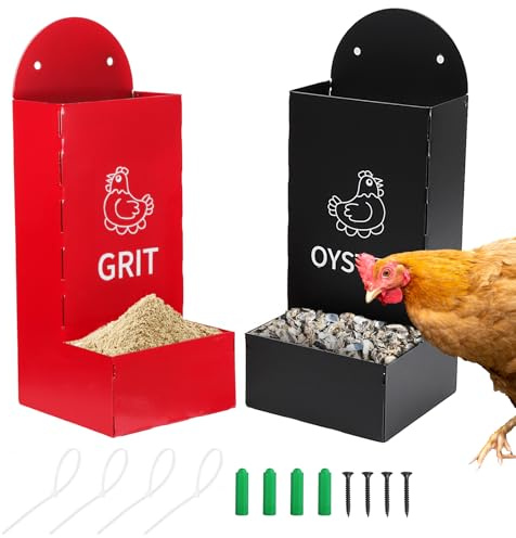 BigKing Lot de 2 mangeoire Poule Automatique pour volaille, Rouge + Noir, 1,3 l/pz, en métal, Alimentation Automatique pour Poules, mangeoire Poules pour intérieur extérieur