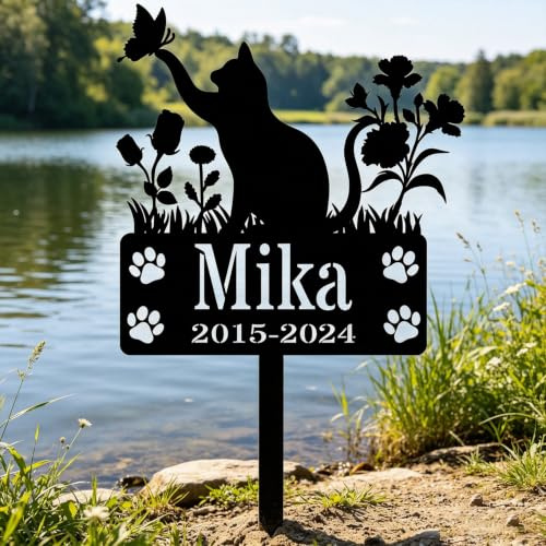 VUZUCOSH Piquet commémoratif en métal personnalisé pour animal de compagnie, nom personnalisé pour chien, chat, plaque funéraire