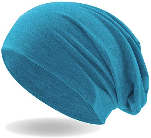 Hatstar® Klassische Slouch Long Beanie Mütze | leicht und weich | für Damen und Herren | Übergangsmütze für Frühling und Sommer (Türkis)
