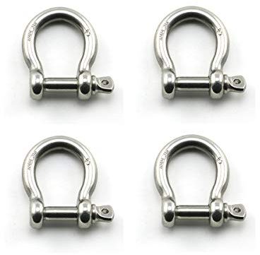 Heyous 4pcs 1/4 Inch 6mm Screw Pin Anchor Shackle Stainless Steel Heavy Duty Bow Shape Load Clamp for Chains Wirerope Lifting Paracord Outdoor Camping Survival Rope Bracelets