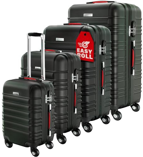Monzana® 4 Piece Suitcase Set, Luggage Sets for Travel, 4 Wheels, Black