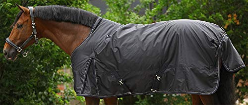 PFIFF 102836 - Coperta per esterni Highneck, coperta invernale leggermente foderata, in vimini impermeabile, senza cuciture sulla schiena, fodera in poliestere, 150 g/mq, colore: nero/blu, 165