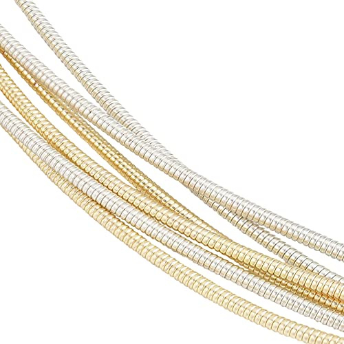 BENECREAT 18Gauge French Bullion Wire - Light Gold & Silver Hard Round Copper Metalic Wire for Jewelry Making, Embroidery & DIY Accessories