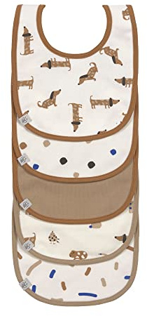 Lässig Bébé Bibs Ensemble (5 pcs) Fermeture autoagrippante Coton imperméable/Value Pack Bib Little Mateys Royal Blue