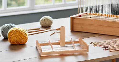 Webrahmen Starter Set für Kinder und Erwachsene | Weben lernen | Schulwebrahmen aus Holz | 26,5 x 18 cm | 2 Rahmen, 4 Schiffchen, 2 Webkämme, 4 Speichen | langlebige Quaität