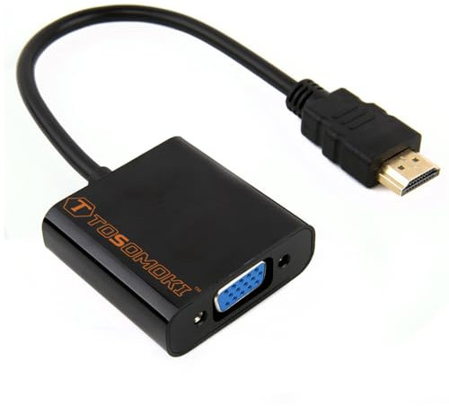 Tosomoki - HDMI to VGA Gold-Plated Adapter 1080P Male to Female Digital to Analog Converter for Computer, Desktop, Laptop, PC, Monitor, Projector, HDTV, Chromebook, Raspberry Pi, Roku, Xbox - Black