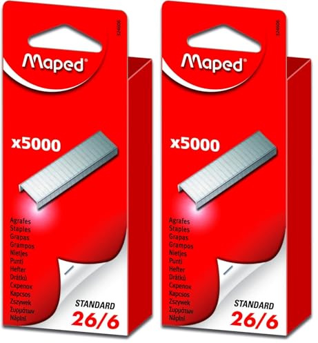 MAPED Agrafes 26/6 zinguées Boite de 5000 (Lot de 2)