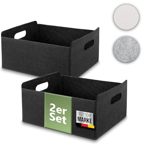 beschmann Aufbewahrungskorb Filz Organizer faltbare Aufbewahrungsbox Filzbox Aufbewahrung Filz Aufbewahrungsbox Kleiderschrank Regal Korb Filzkorb Aufbewahrung Kleiderschrank (schwarz, 2er)