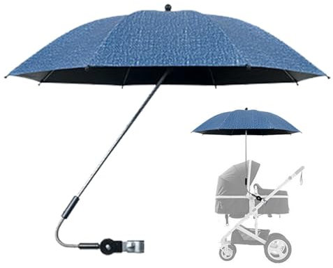 Sun Parasol for Pram | Umbrella for Stroller with Clamp | Clip On Umbrella for Stroller | Baby Stroller Umbrella Parasol | Extra Large UV Protection SPF 50+ Sun Umbrella with Clamp Adjustable