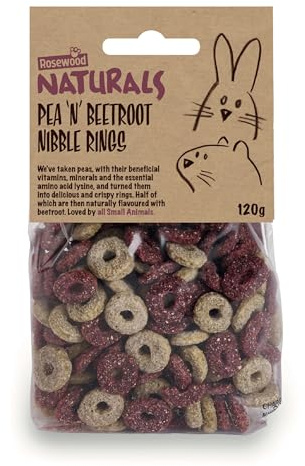 Rosewood Naturals Pea 'n' nibbling röda rabatter för kaniner, marsvin, chinchillor, degus, hamstrar, racingmöss, råttor, 120 g
