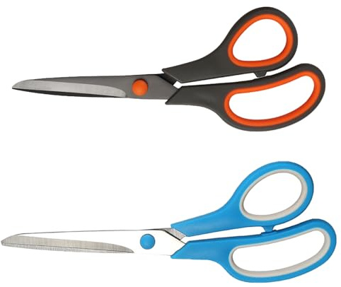 NICEIN 2 stycken saxar av rostfritt stål – 21 cm, supervass hushållssax, bekvämt handtag, pysselsax, vänsterhänt, sax, lämplig för vänster och höger hand (svart + blå)