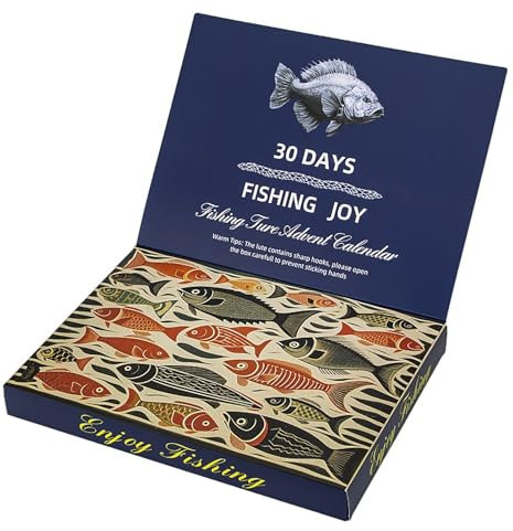 30 Pièces Calendrier de L'avent de Noël Pêche Compte à Rebours de Noël Pêche Paillettes Composites Pêche Boîte de Cadeaux de Luxe Leurres Calendrier de L'avent de Noël pour