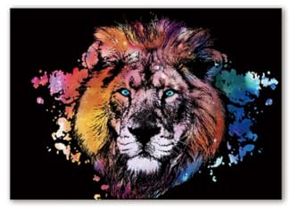 Images à gratter pour adultes - Magic Rainbow - Papier à gratter - Carton d'art - Série animal - Pour enfants - Kit de bricolage - Noir - Papier à gratter - Décoration artisanale - 40 x 28 cm - Lion