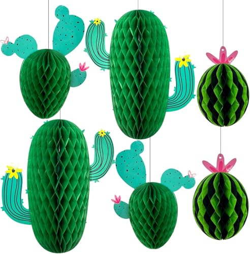6 Stück Mexiko Deko, Mexikanische Party Kaktus Deko Grüne Party Deckenhänger für Partys, Hochzeiten, Geburtstage