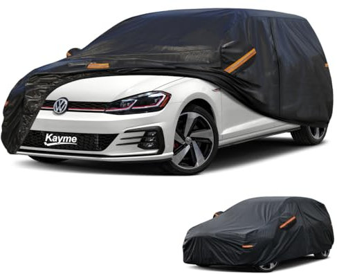 Kayme Bâche Voiture Exterieur,Housse Voiture Wagon Exterieur Étanche Respirante,Bâche Protection Voiture Compatible avec Audi A3Sportback,Ford Focus,Kona,Megane etc.Voir le Tableau des Tailles A3,Noir