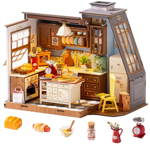 Rolife Dollhouse Baking Kitchen DIY Miniature House Kit Model Kits Miniature Dolls House Book Nook Home Decoration Birthday Gift