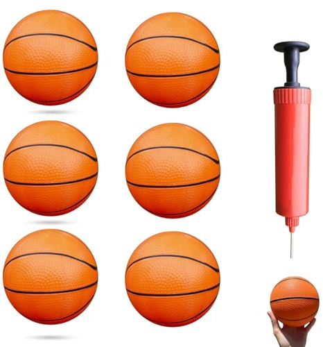 6 PCS Mini Basketball, Small Basketball, Basketball with Inflator Pump Great Indoor Outdoor Fun Sports, Indoor and Outdoor Play Pool Parties