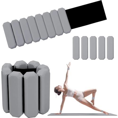 Omtofo Justerbara handledsvikter, 2 stycken (0,45 kg vardera), hållbar bärbar handleds- och ankelvikter för yoga, dans, Barre, pilates, aerobics, cardio, promenader, grön