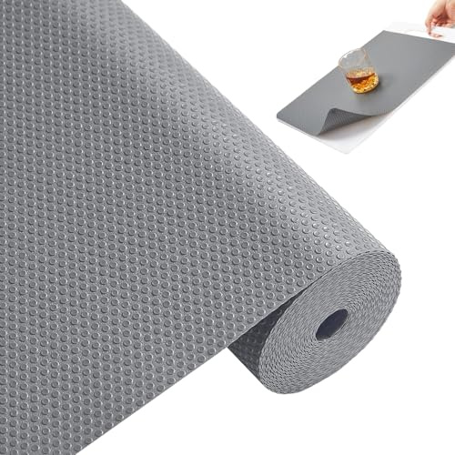 Non-Adhesive Drawer Liner Roll, Waterproof Oilproof Cuttable Anti Slip EVA Cabinet Protector Mat 45x500cm for Kitchen Fridge Wardrobe Storage