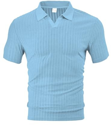 Générique Chemise pour Homme-Chemise d'été décontractée à Manches Courtes en Tissu éponge Respirant rayé col Rabattu Confortable légère pour Homme