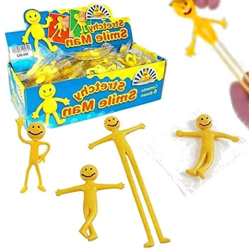 German Trendseller® - 12 x Gelbe Smile Glibber - Männchen┃ Knetmännchen ┃Dehn- und Streckbar ┃ Kinder lieben Diese Glibber Smiles!