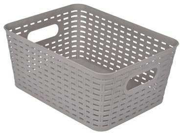Homéa, Paniere Tressée Plastique 9L 30 x 23 x H13 cm Taupe