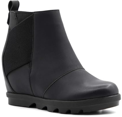 Athlefit Women's Wedge Boots Comfortable Ankle Wedge Booties With Zipper Black US 7.5