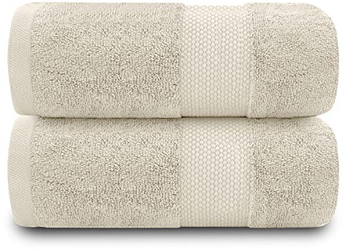 GC GAVENO CAVAILIA Lot de 2 Serviettes de Bain Douces en Coton égyptien - 700 g/m² - Absorbantes l'eau - Crème - 700 g/m² - Collection hôtel