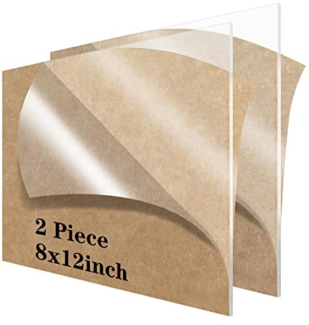 2 Pieces 8 x 12 Clear Acrylic Sheet Cast Plexiglass 1/8”Thick (3mm) Plexiglass Sheet Clear Plastic Sheet, for Sign,Craft, Photo Frame, DIY Display Projects……