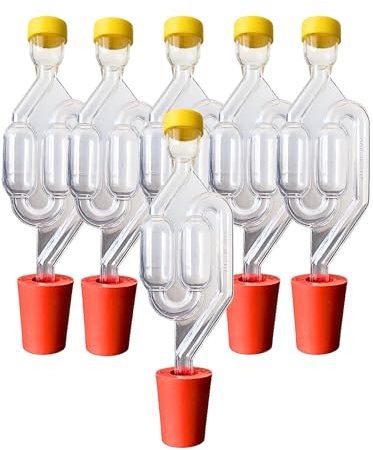 DIAH DO IT AT HOME DIAH DO IT AT HOME Fermentation Airlock and Bored Bung Cork Stopper for Glass Demijohn Beer Wine Making 6 x Airlock [2-Chambers] with 6 Bored Bungs