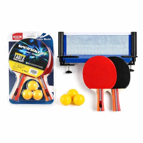 eBoutik - Sport Table Tennis Set with Net – 2 Bats, 3 Balls & Retractable Clip-On Net – Portable Indoor & Outdoor Ping Pong – Fits Any Table – Garden, Travel & Summer Holiday Fun
