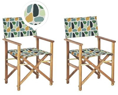 Set di 2 Sedie da regista per Giardino in Legno Scuro grigio tucani multicolore