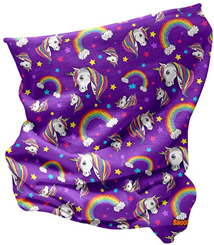 Girls Unicorn and Rainbow Multifunctional Snood scarf hat (Purple, One Size)