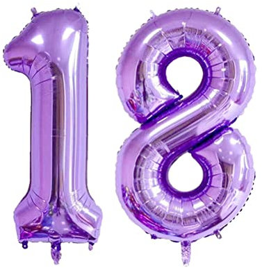 MiaLover 40 Zoll Zahl 18. Geburtstag deko Zahlen Ballon 18 Heliumballon 18 Geburtstagsdeko Riesen Aufblasbar Helium Folienballon Luftballons für Männer Frauen Happy Birthday Deko Luftballon(Lila)