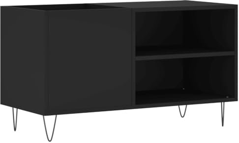 vidaXL Armoire à Disques, Support de Tourne-Disque, Armoire Latérale avec Rangement, Buffet de Salon, Moderne, Noir Bois d'Ingénierie