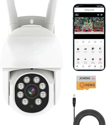 JCHENG Babymonitor hemkamera PTZ – 4 MP HD, mörkerseende, fjärrövervakning, rörelsespårning, tvåvägsljud, Alexa/Google/ONVIF kompatibel – inomhussäkerhetskamera för baby, husdjur och hem