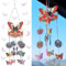 Starnearby DIY Diamond Painting Sonnenfänger Windspiele Set, 5D Doppelseitige Kristall Diamant Malerei Anhänger Set, Rotierender Windspiel Bastelset Hängende Ornamente für Fensterdeko (Schmetterling)