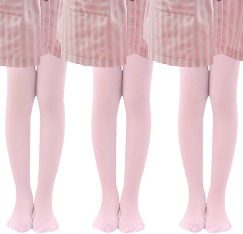 MK MATT KEELY 3 Paires Collant Fille 20 DEN Transparents Plaine Collants Fin Enfants pour Fête Ballet Danse Uniforme,Rose,10-12 Ans