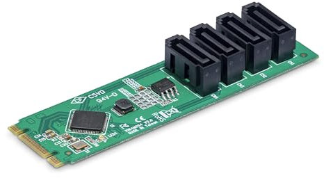 StarTech.com Tarjeta Adaptador de 4 Puertos M.2 a SATA para HDD/SSD - Tarjeta de Expansión para Windows/MacOS/Linux